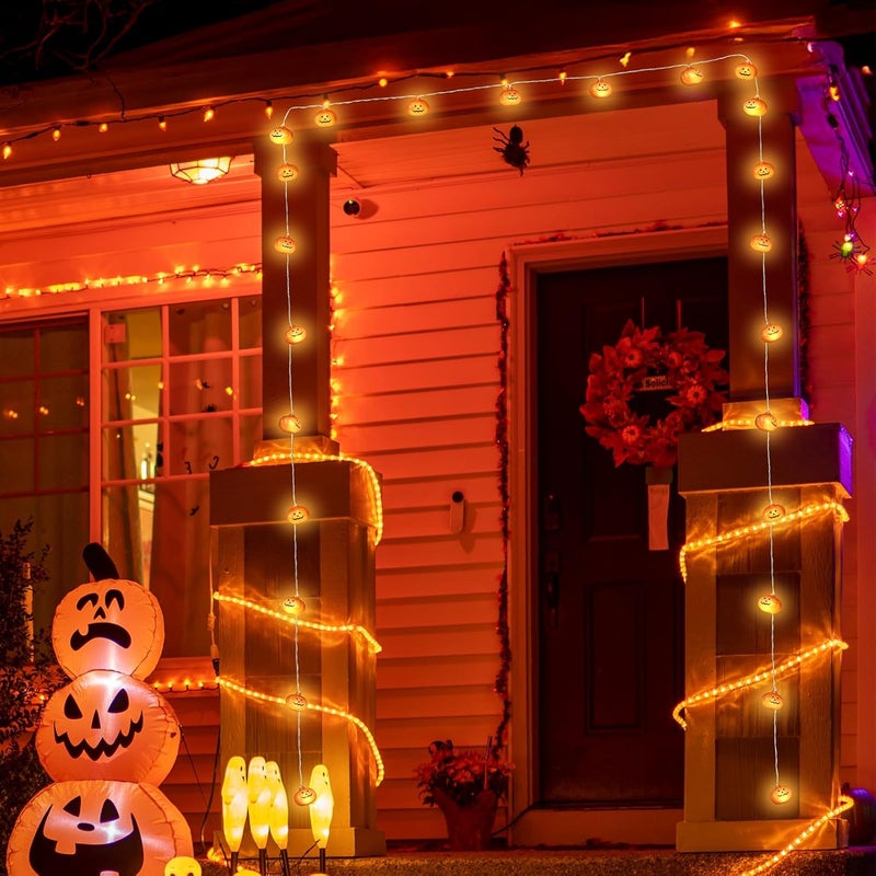 Besitek Halloween Decoration, 10FT 20 LED Pumpkin String Lights, Battery Operated 2 Mode Steady/Flickering Waterproof Halloween Lights for Indoor Outdoor Decor Camper Party Decorations - Image 5